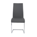 Set of Four Gray and Silver Upholstered Leather Dining Side Chairs
