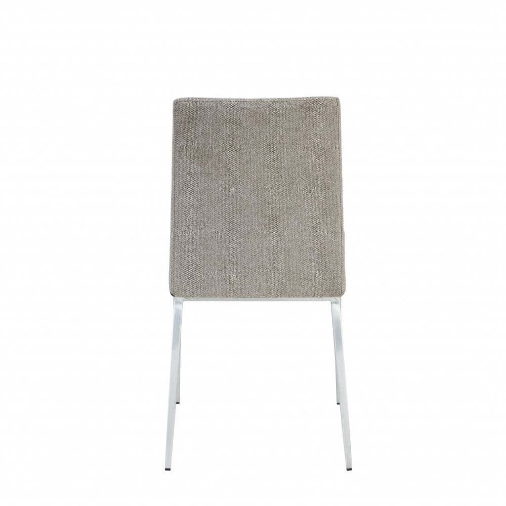 Set of Two Light Gray and Silver Upholstered Fabric Dining Side Chairs