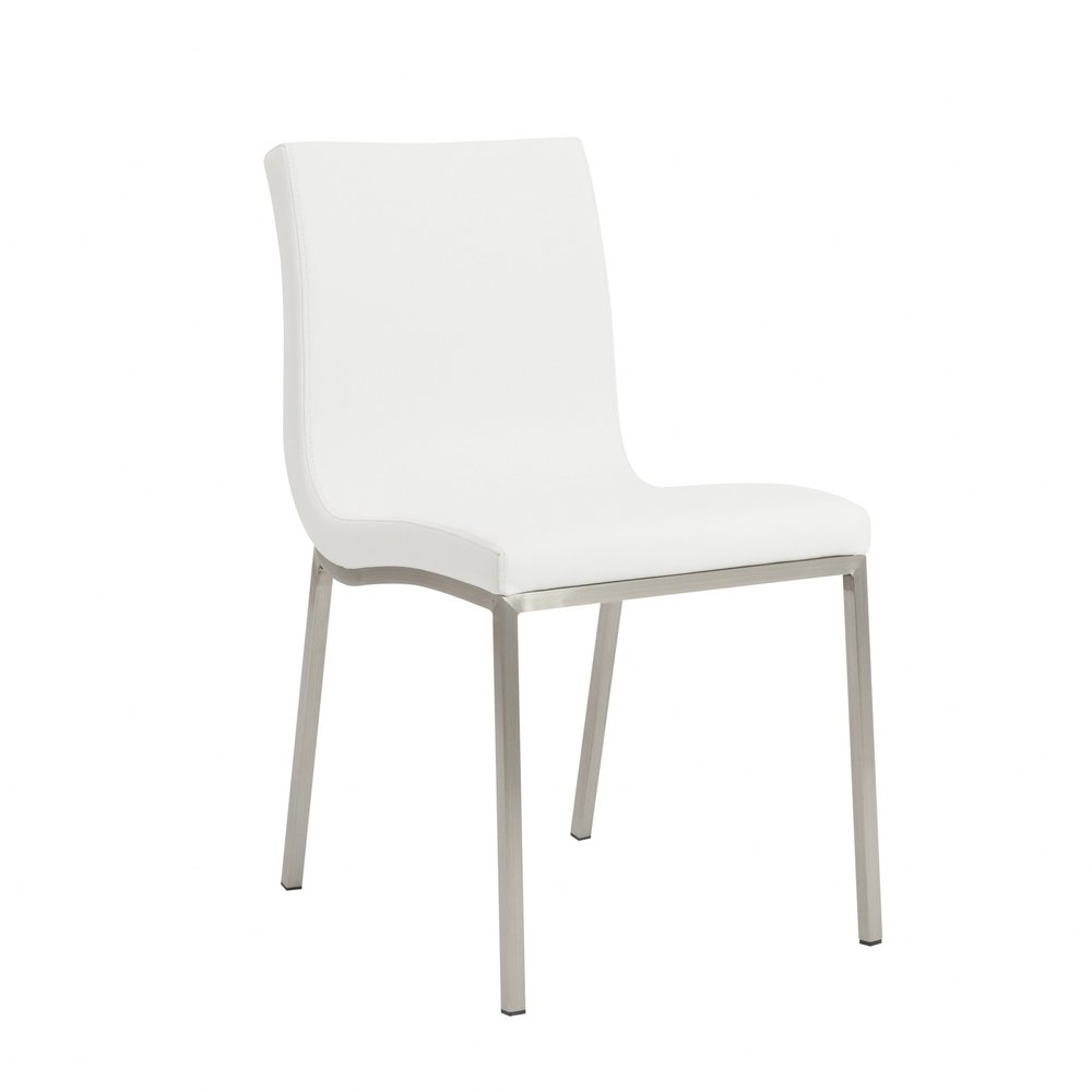 Set of Two Minimalist White Faux Leather Chairs