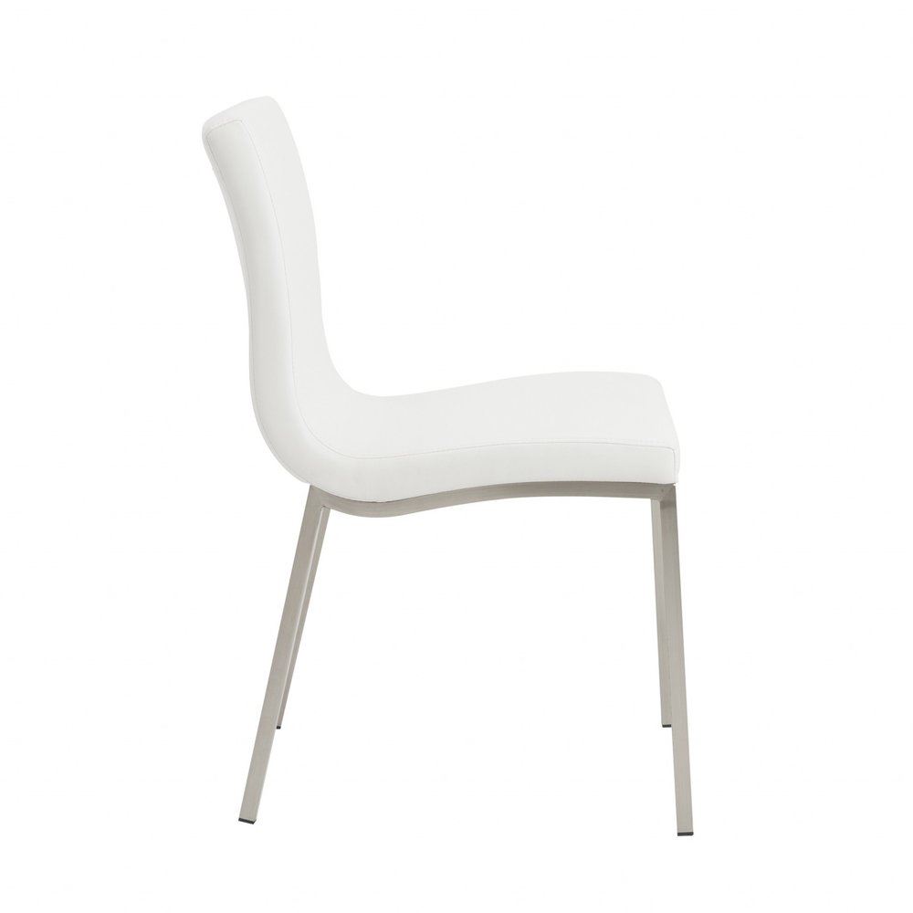 Set of Two Minimalist White Faux Leather Chairs