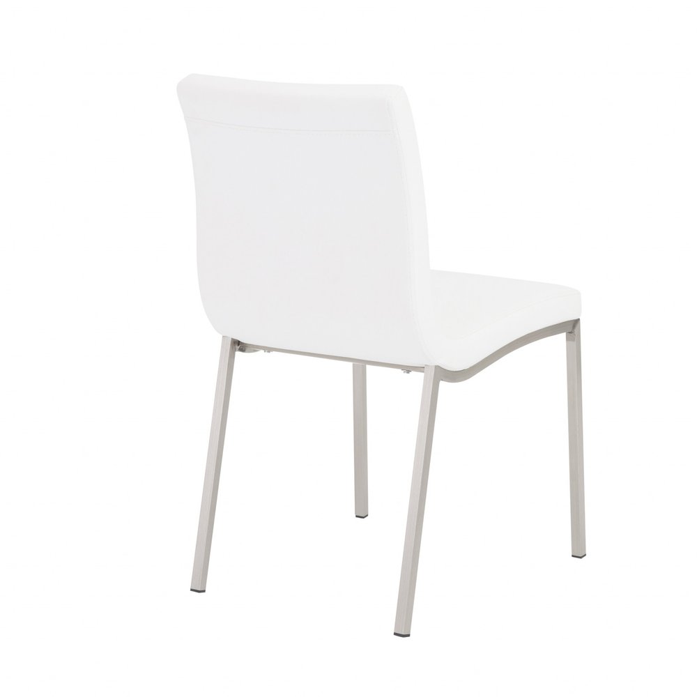 Set of Two Minimalist White Faux Leather Chairs