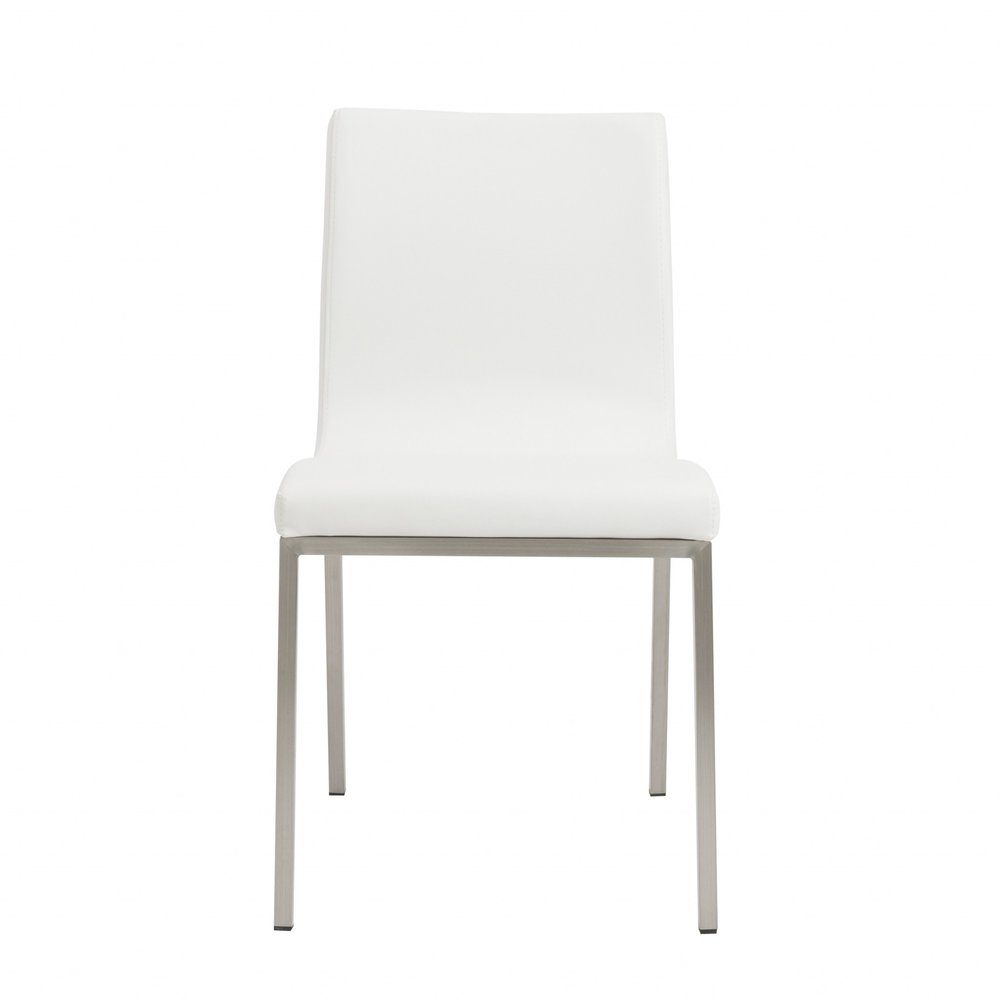 Set of Two Minimalist White Faux Leather Chairs