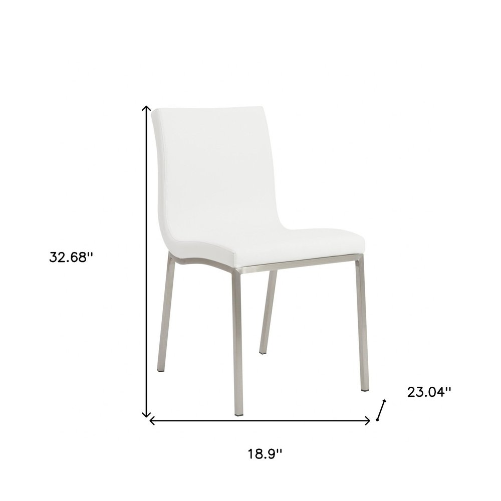 Set of Two Minimalist White Faux Leather Chairs
