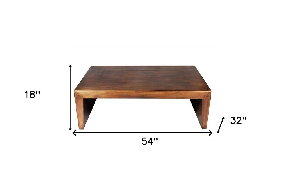 Copper Solid Wood and Metal Frame Coffee Table - 54-inch