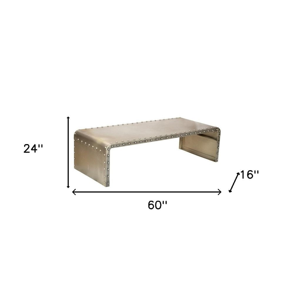 Gray Aluminum and Metal Frame Coffee Table - 60-inch