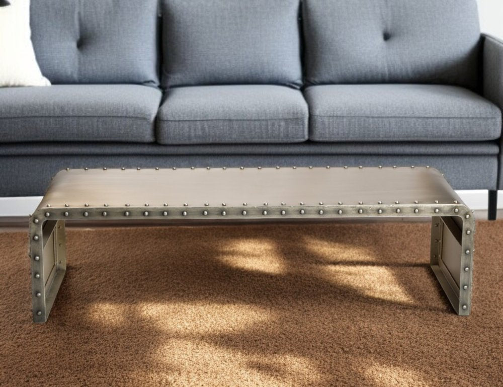 Gray Aluminum and Metal Frame Coffee Table - 60-inch
