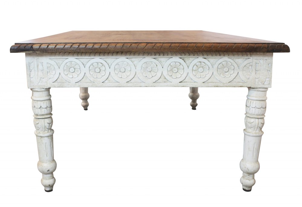 Brown and Ivory Solid Wood Coffee Table - 48-inch