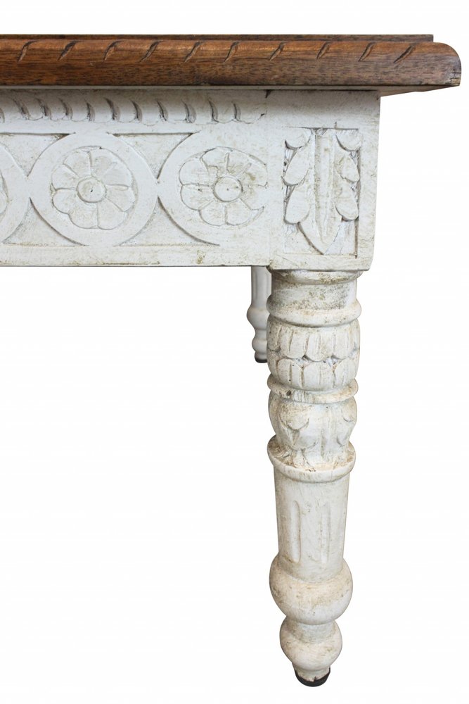 Brown and Ivory Solid Wood Coffee Table - 48-inch