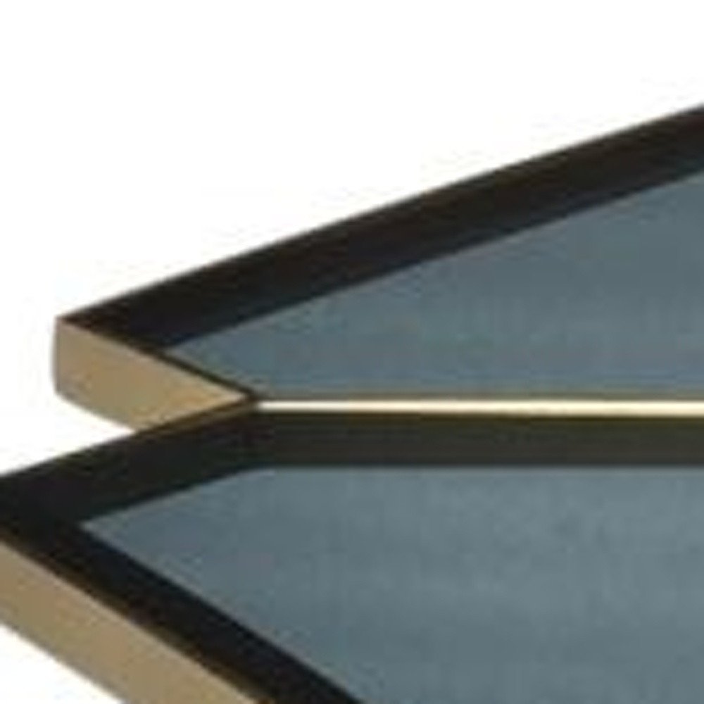 Black and Gold Glass and Iron Free Form Frame Coffee Table - 34-inch