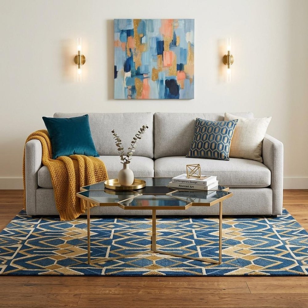 Black and Gold Glass and Iron Free Form Frame Coffee Table - 34-inch