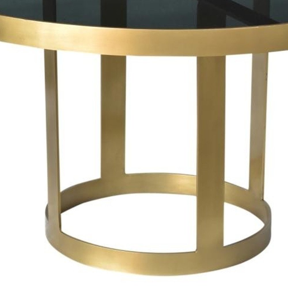 Black and Gold Glass and Iron Round Frame Coffee Table - 32-inch