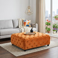 Orange and Brown Fabric and Solid Wood Square Coffee Table - 40-inch