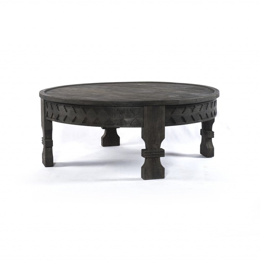 Gray Solid Wood Round Coffee Table - 42-inch