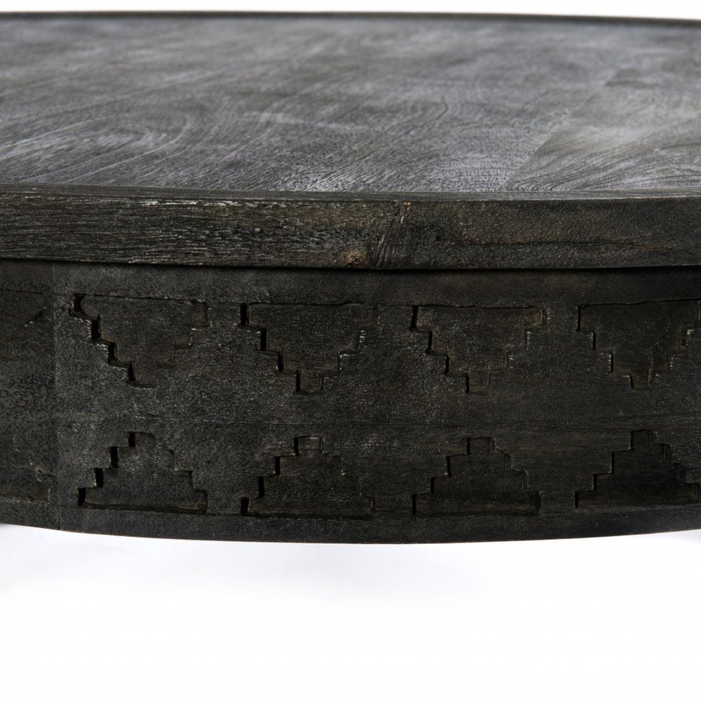Gray Solid Wood Round Coffee Table - 42-inch