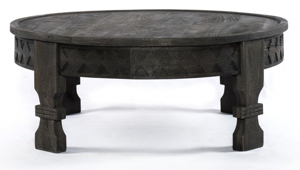 Gray Solid Wood Round Coffee Table - 42-inch