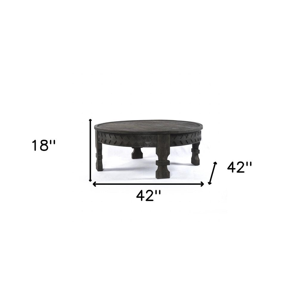 Gray Solid Wood Round Coffee Table - 42-inch