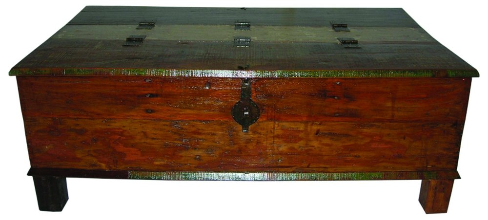 Brown Solid Wood Distressed Lift Top Coffee Table - 50-inch