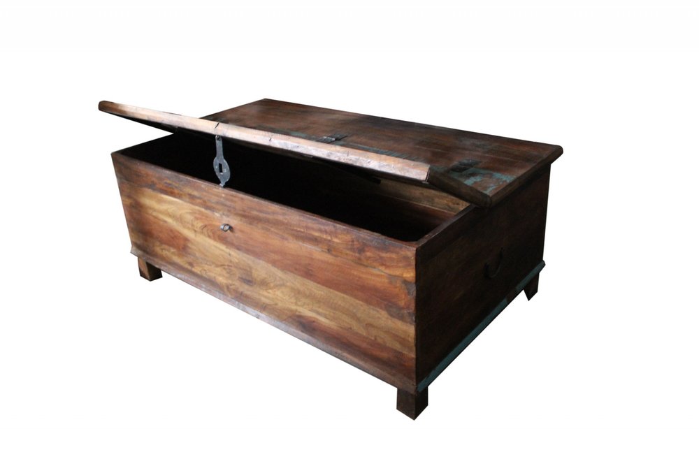Brown Solid Wood Distressed Lift Top Coffee Table - 50-inch