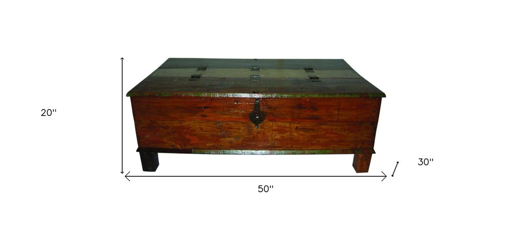 Brown Solid Wood Distressed Lift Top Coffee Table - 50-inch