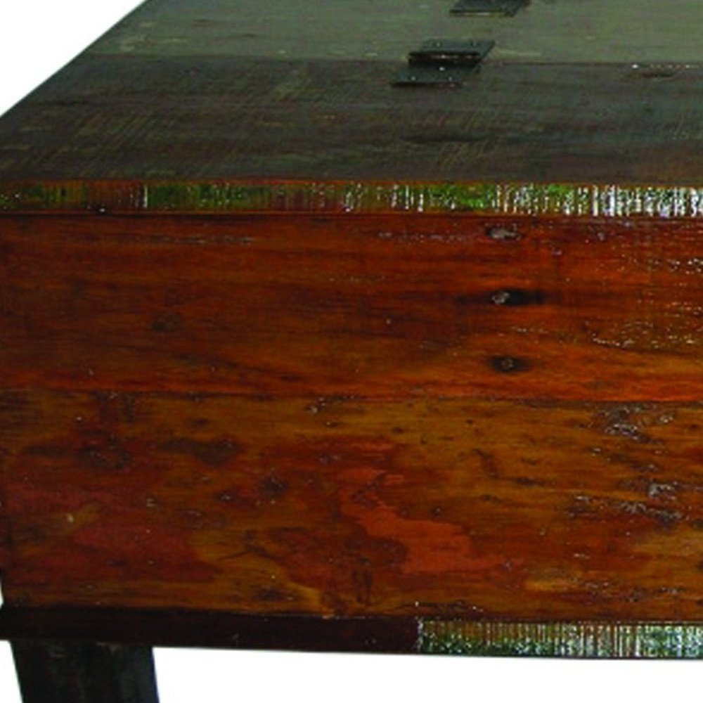 Brown Solid Wood Distressed Lift Top Coffee Table - 50-inch