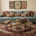 Set of Four Brass Aluminum and Metal Free Form Frame Bunching Coffee Tables