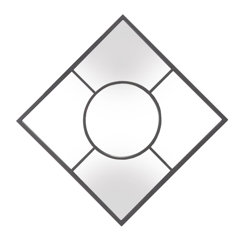 Graphite Metal Square Framed Accent Mirror - 24-inch