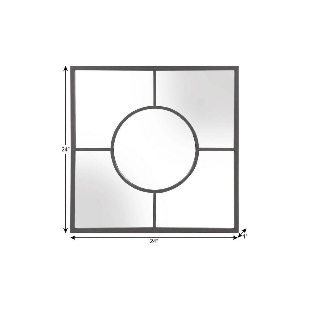 Graphite Metal Square Framed Accent Mirror - 24-inch