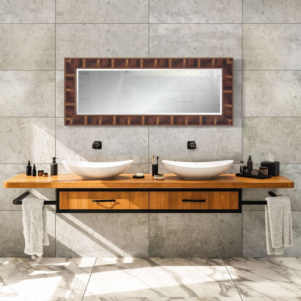 Brown Framed Full Length Hanging Mirror - 60-inch