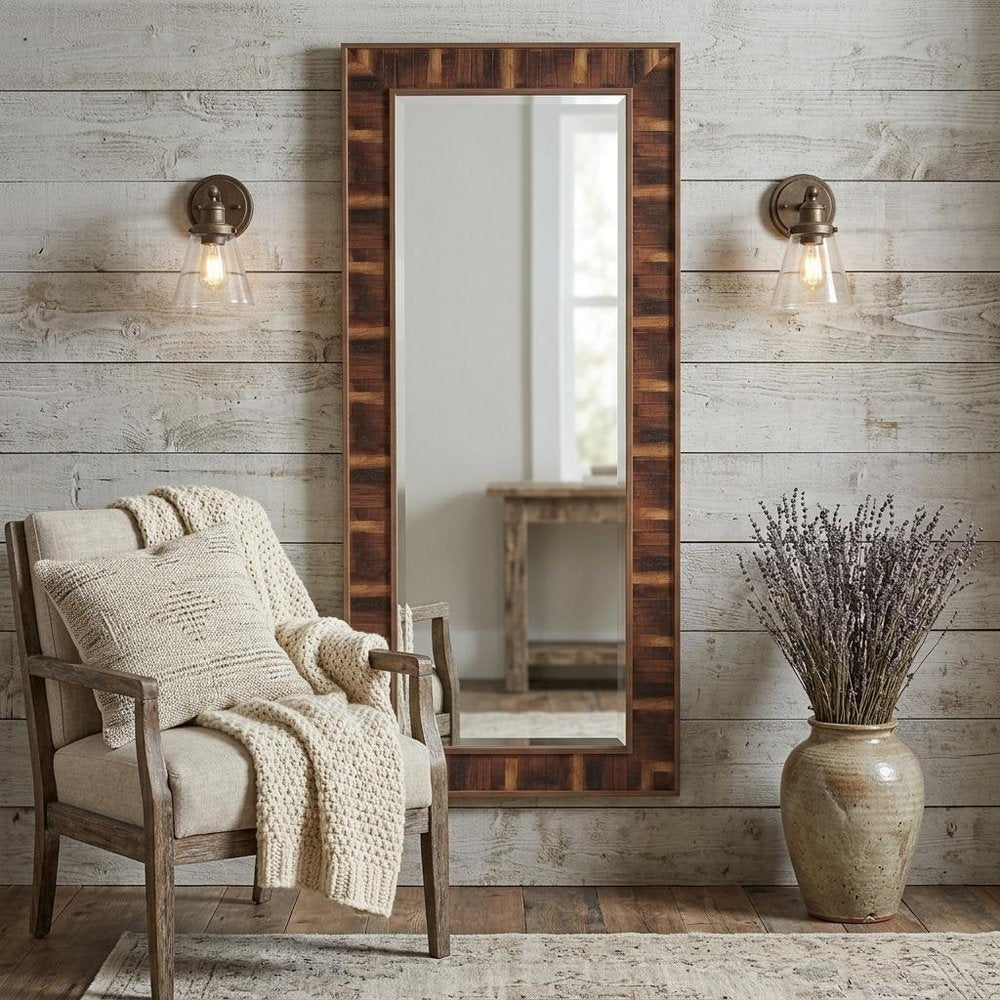 Brown Framed Full Length Hanging Mirror - 60-inch