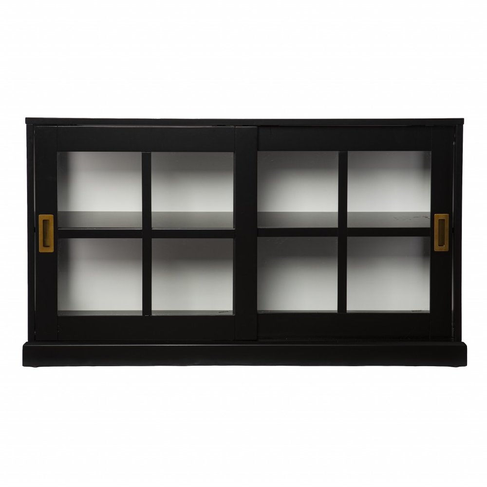Black Sideboard with Two Glass Sliding Doors - 48-inch