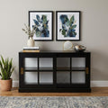 Black Sideboard with Two Glass Sliding Doors - 48-inch