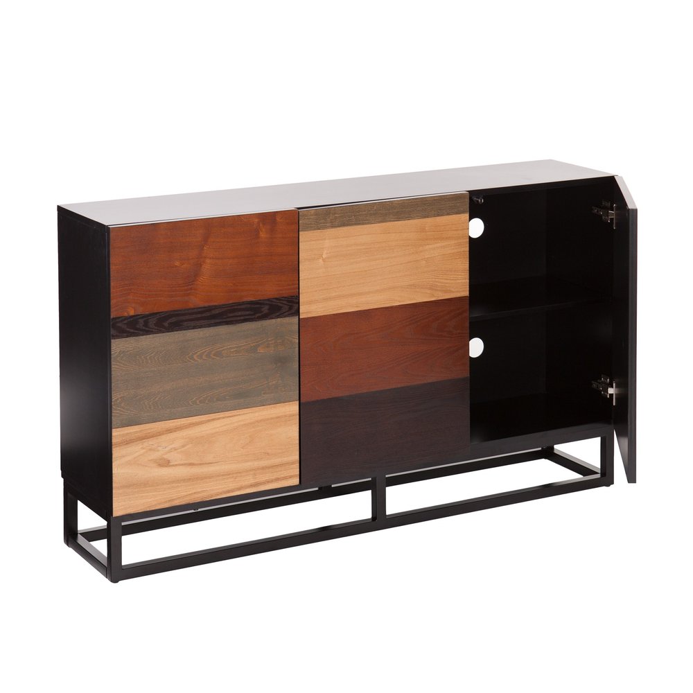 Brown Gray and Black Patch Three Door Sideboard Cabinet - 52-inch