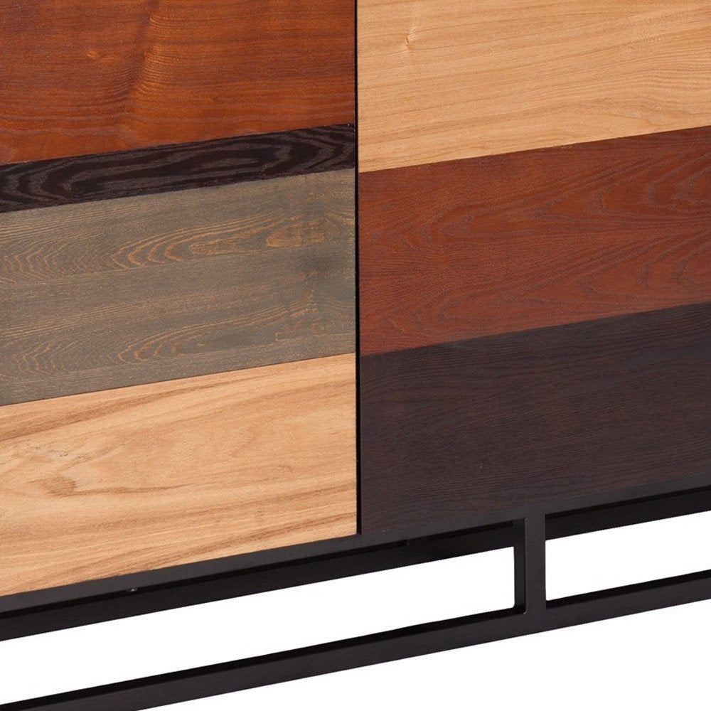 Brown Gray and Black Patch Three Door Sideboard Cabinet - 52-inch