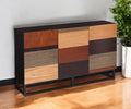 Brown Gray and Black Patch Three Door Sideboard Cabinet - 52-inch