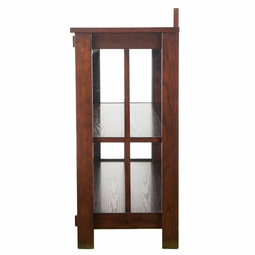 Brown Wood with Glass Sideboard with Two Doors - 44-inch