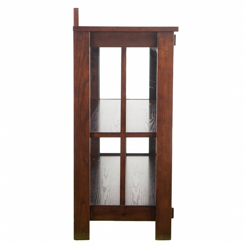 Brown Wood with Glass Sideboard with Two Doors - 44-inch