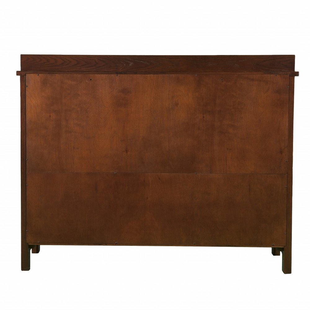 Brown Wood with Glass Sideboard with Two Doors - 44-inch