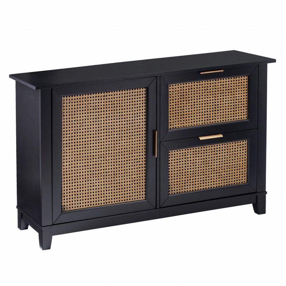 Black Solid Wood Two Drawer Sideboard - 50-inch