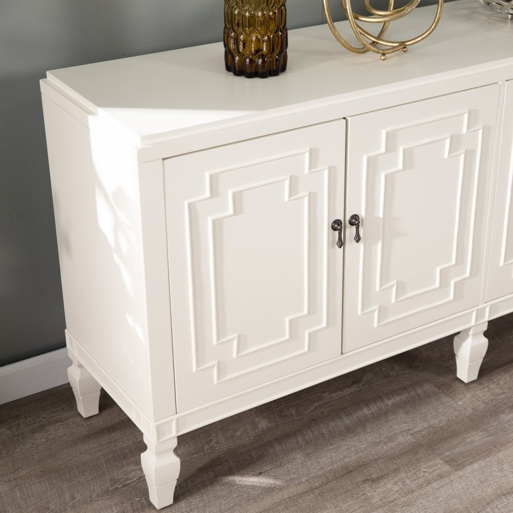 White Solid Wood Sideboard with Four Doors - 64-inch
