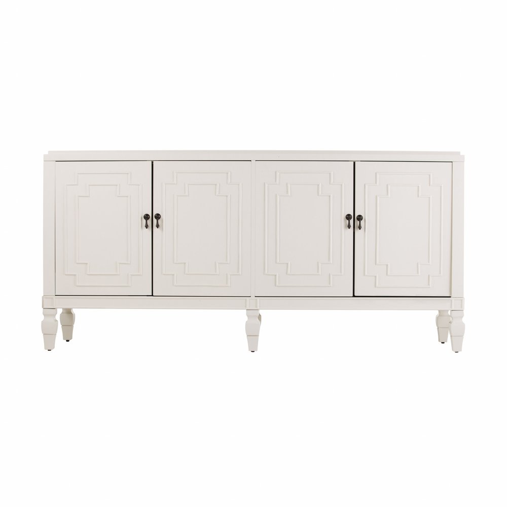White Solid Wood Sideboard with Four Doors - 64-inch