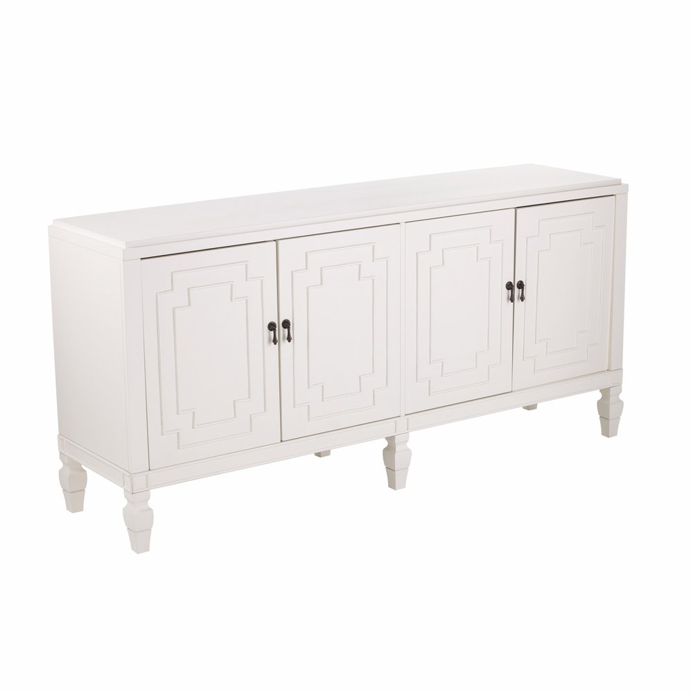 White Solid Wood Sideboard with Four Doors - 64-inch