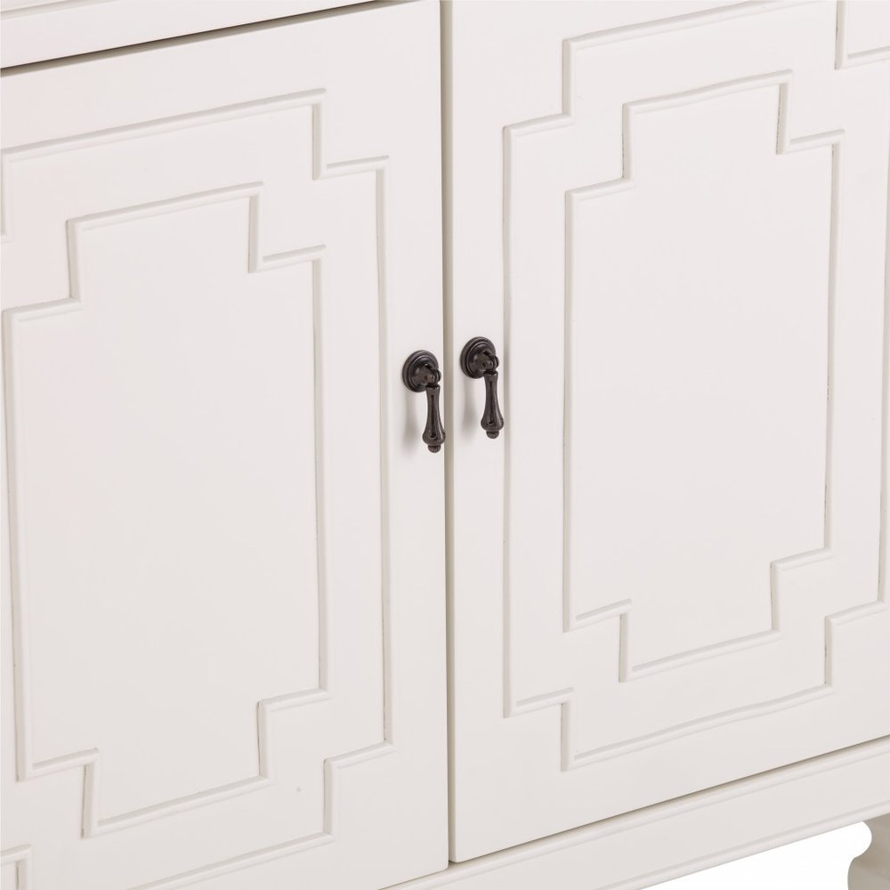 White Solid Wood Sideboard with Four Doors - 64-inch