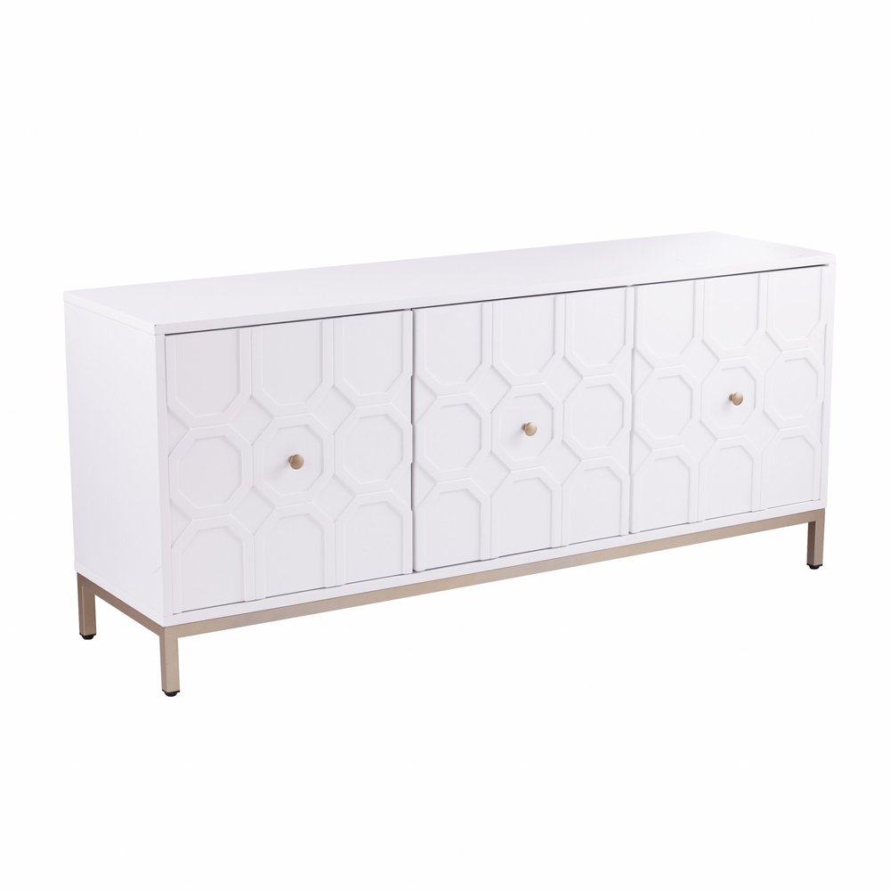 White and Gold Sideboard with Three Doors - 59-inch