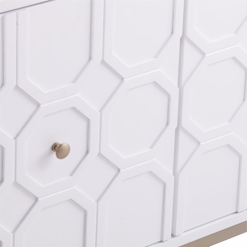 White and Gold Sideboard with Three Doors - 59-inch