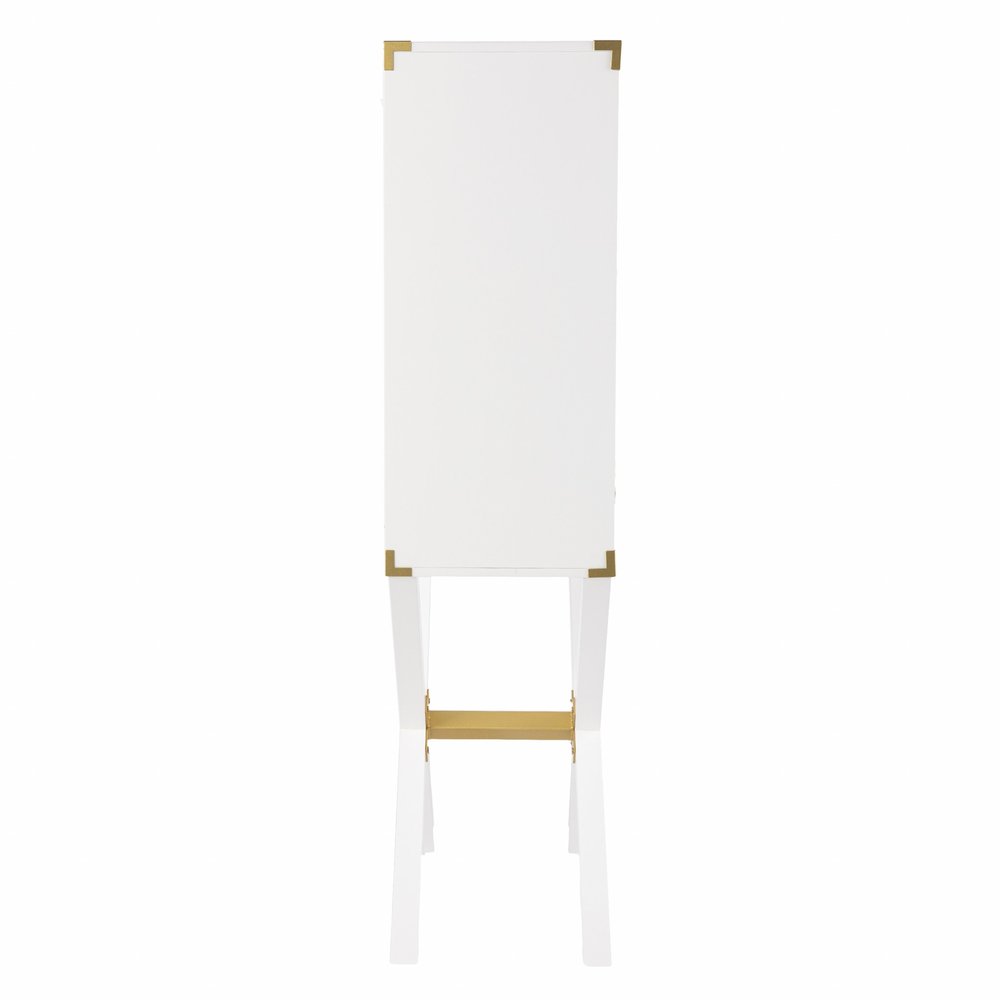 White Corner Display Stand with One Shelf and One Drawer - 30-inch