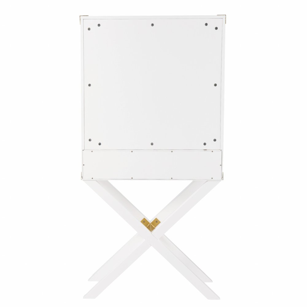 White Corner Display Stand with One Shelf and One Drawer - 30-inch