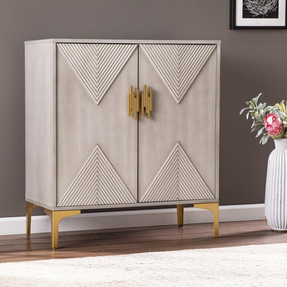 Gray Solid Wood Sideboard with Two Doors - 32-inch