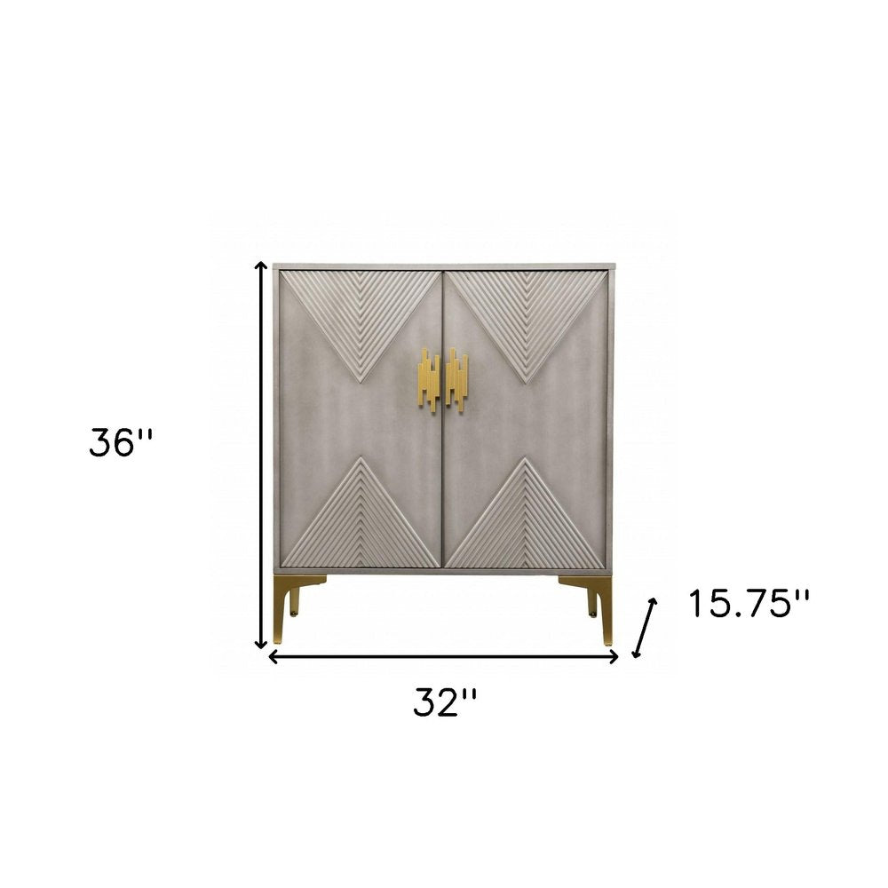 Gray Solid Wood Sideboard with Two Doors - 32-inch