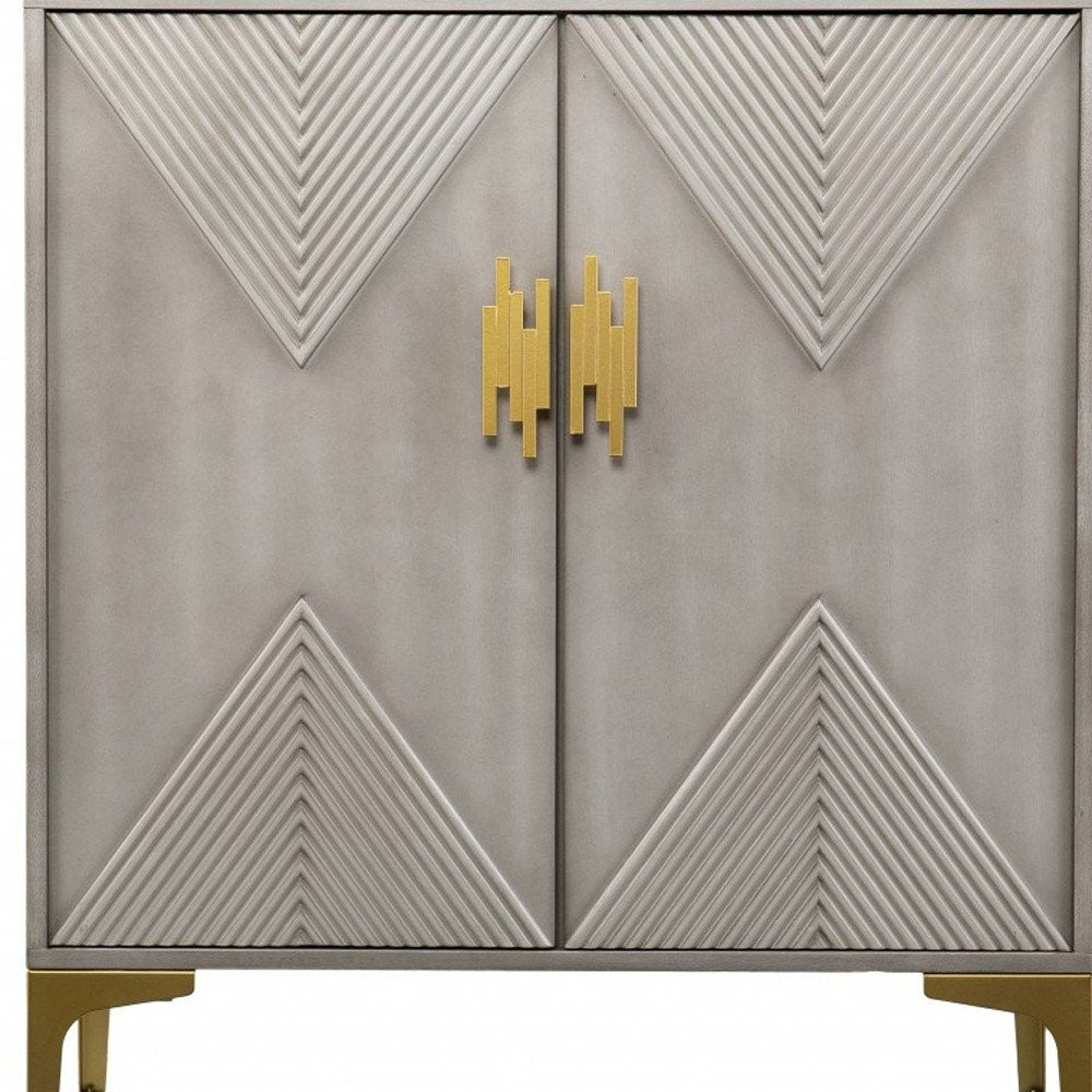 Gray Solid Wood Sideboard with Two Doors - 32-inch