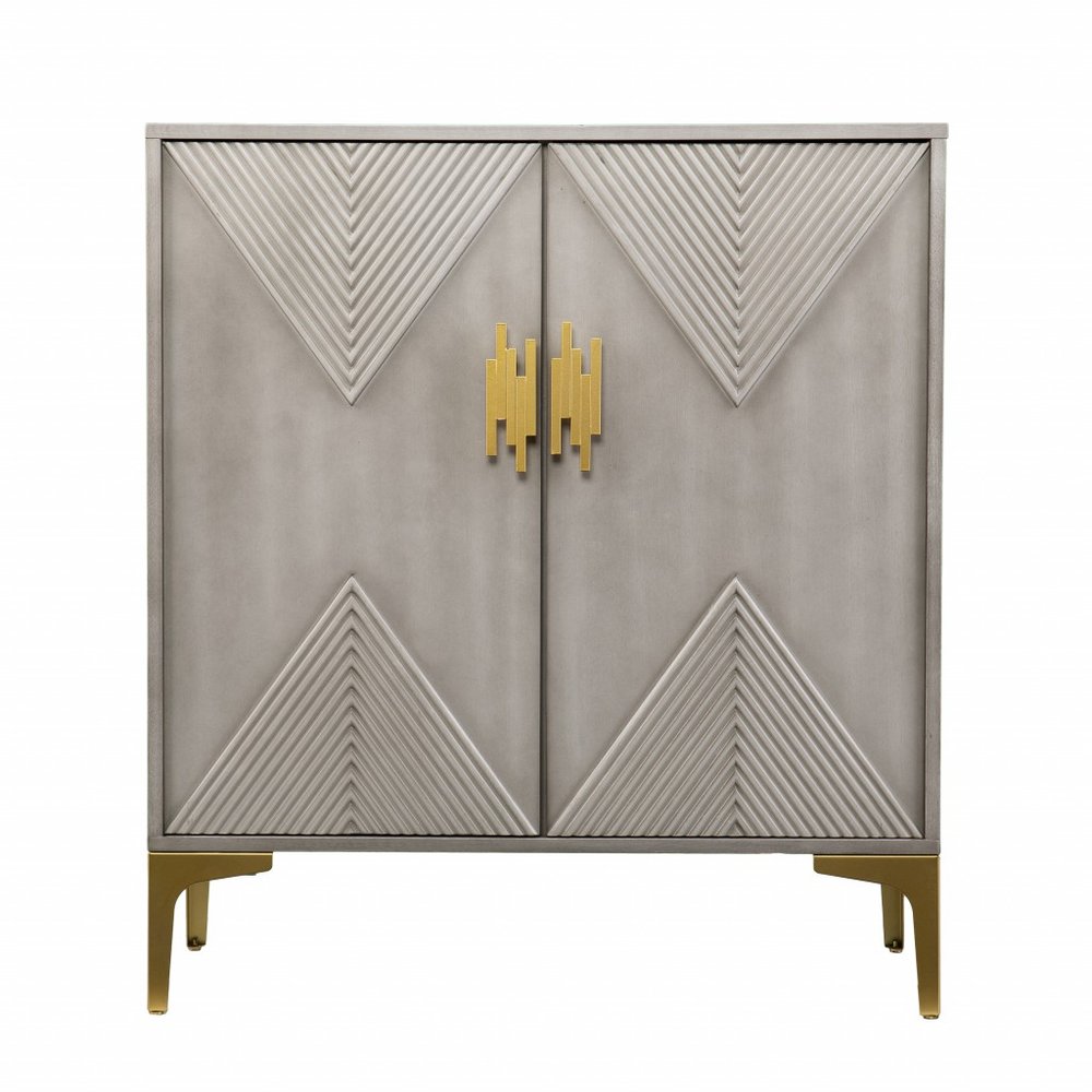 Gray Solid Wood Sideboard with Two Doors - 32-inch